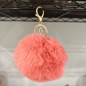 Fluffy Pink Pom Pom Keychain
